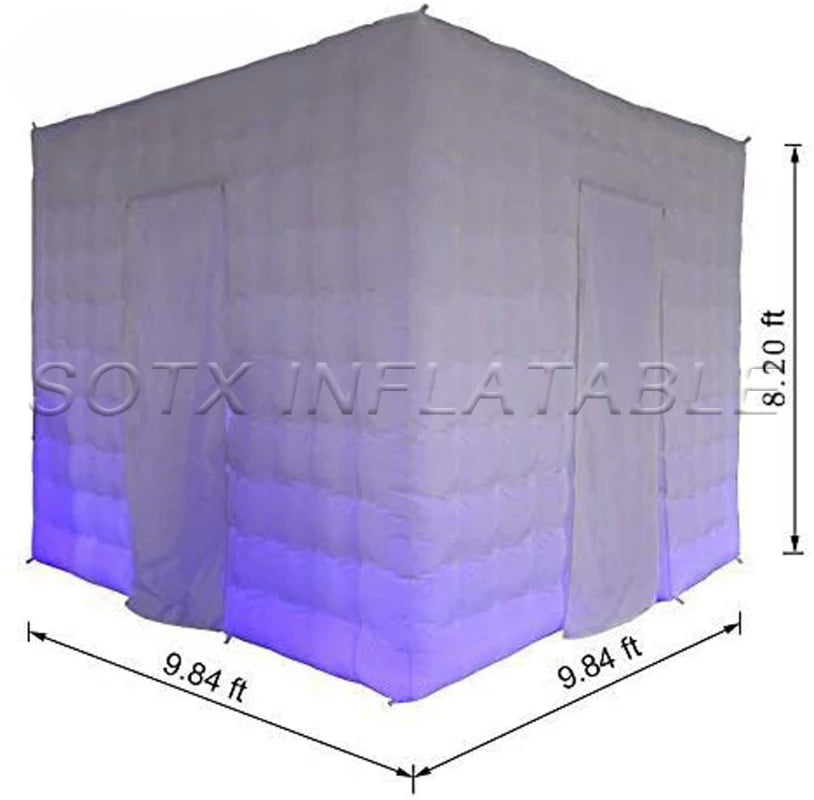 Wedding Party Events 3x2.5m Inflatable Photo Booth Lighting Tent Giant Inflatable Photo Boot Enclosure with Air Blower for