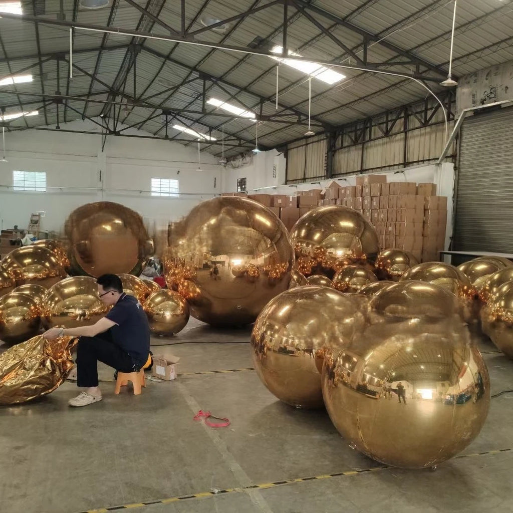 PVC inflatable reflective ball/golden Christmas mirror ball/inflatable ball mirror balloon cheap colorful