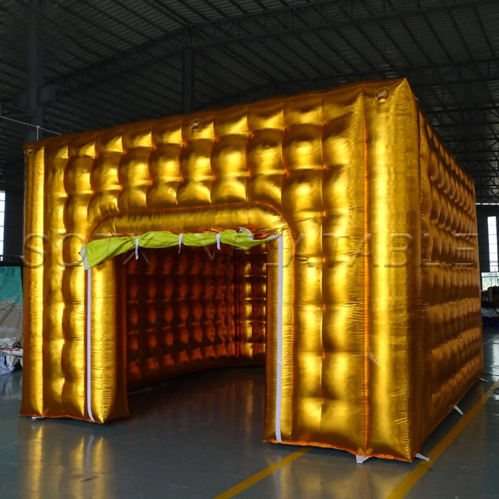 Outdoor DecorationGaint Customize Gold/Sliver Blow Up Inflatable Cube Tent With Factory Price For Wedding Party Events Camping