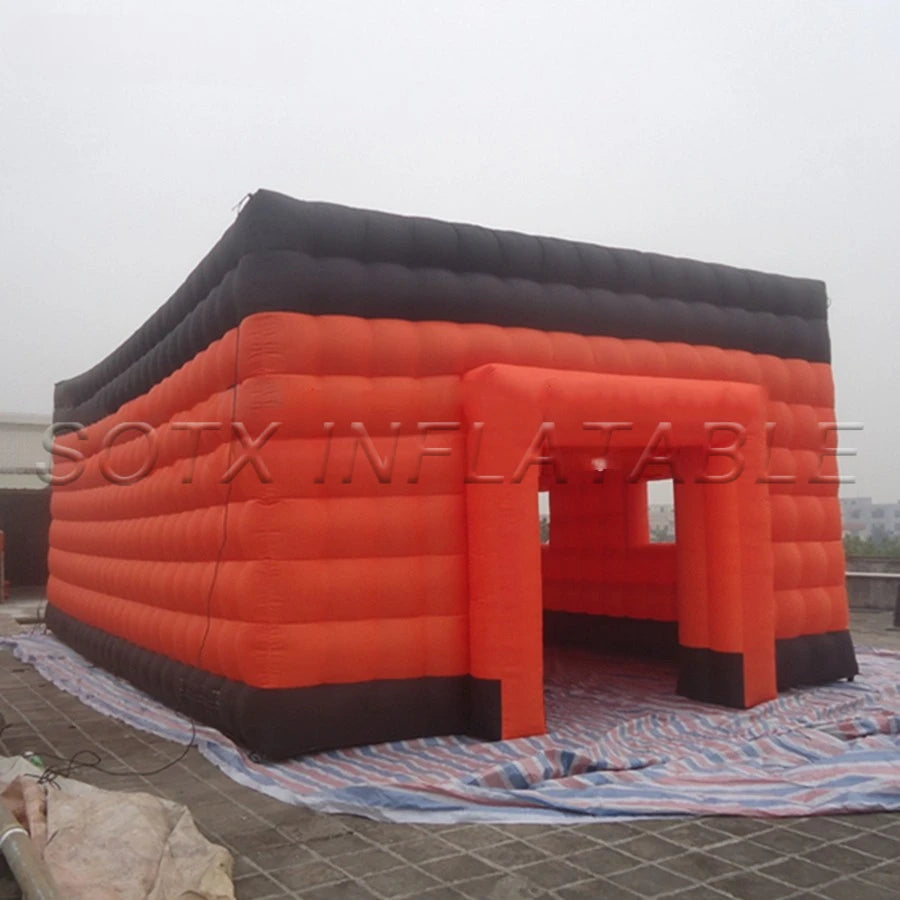 Marquee Trade Show Tent 2023 Giant Inflatable Orange And Black Cube Tent Mobile Inflatable Commercial Used Exhibition