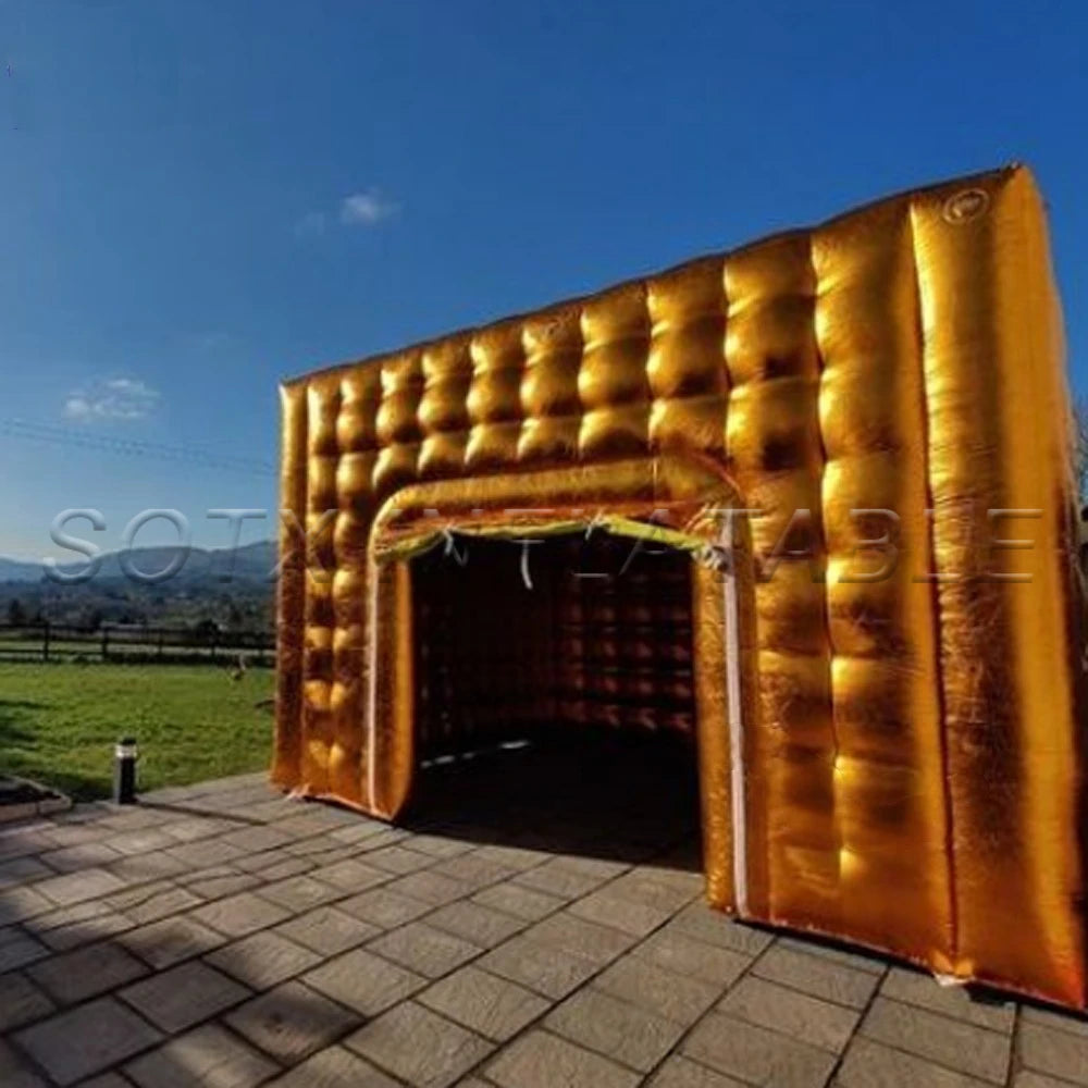 Outdoor DecorationGaint Customize Gold/Sliver Blow Up Inflatable Cube Tent With Factory Price For Wedding Party Events Camping