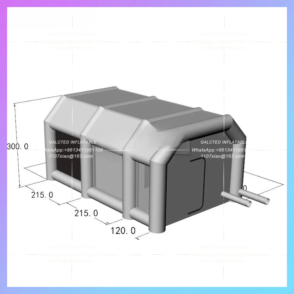 Tent With 2 Blowers Temporary High Quality Inflatable Spray Paint BoothWorkstation Tan Spray Booths Car Wash Shelter Filters