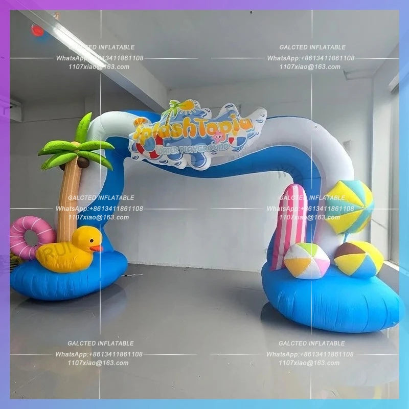 inflatable arch swimming pool park Summer sandbeach theme acticity balloon archway with air blower