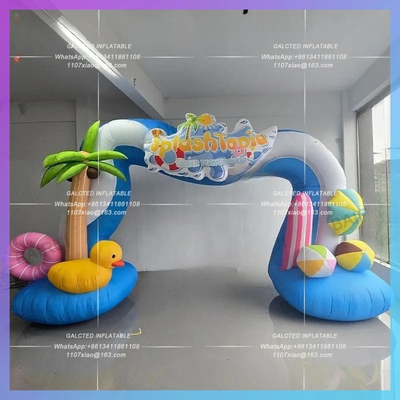inflatable arch swimming pool park Summer sandbeach theme acticity balloon archway with air blower