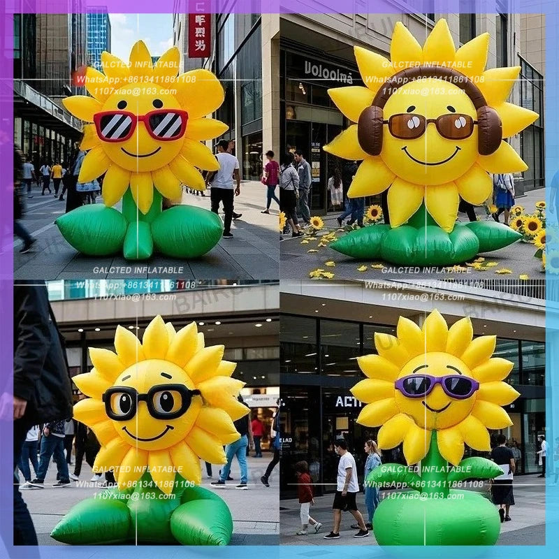 inflatable sunflower cool cartoon balloon Garden park decoration sunglasses flower model