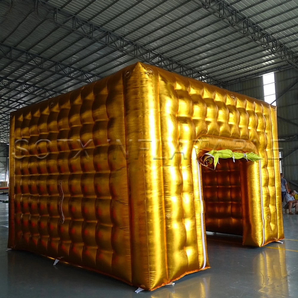 Outdoor DecorationGaint Customize Gold/Sliver Blow Up Inflatable Cube Tent With Factory Price For Wedding Party Events Camping