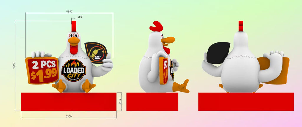 Deposit for Custom Order: 5.3x4.8m Inflatable Cartoon Chicken Model (4pcs)
